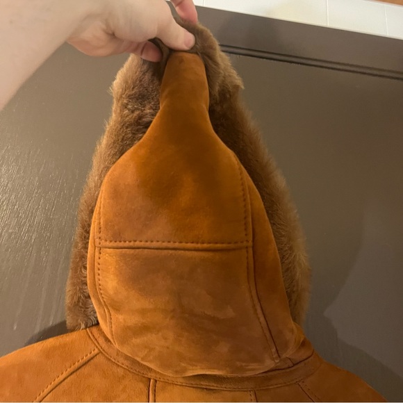 Vintage Maxima Faux Suede Leather Jacket Faux Fur Lining Pockets Heavy Brown XS - Picture 6 of 11